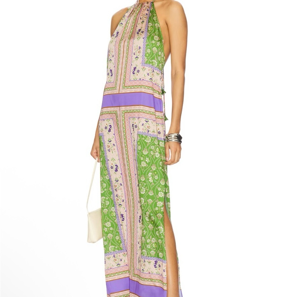 MISA Los Angeles Silk Halter Maxi Dress